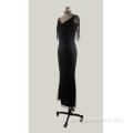 Sexy Lady Black Long épaule au large de la sirène robe